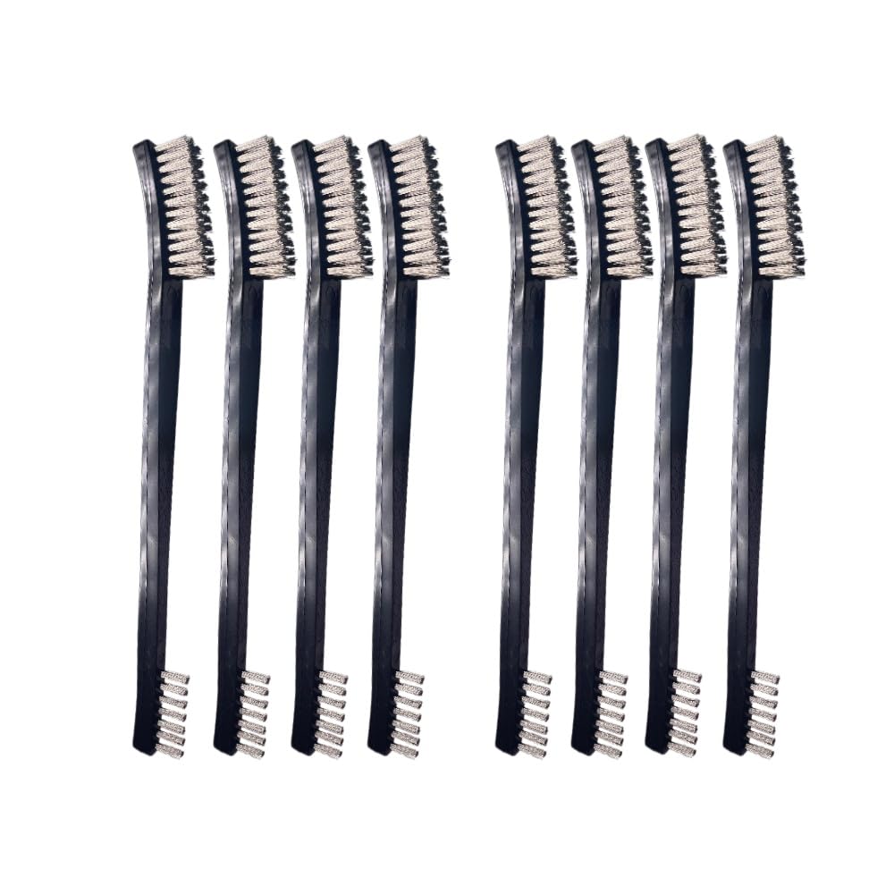 8 Pack Wire Brush Set – Small Wire Brushes for Cleaning Rust, Paint, Metal Surfaces, Crevices and Detail Cleaning Tools.