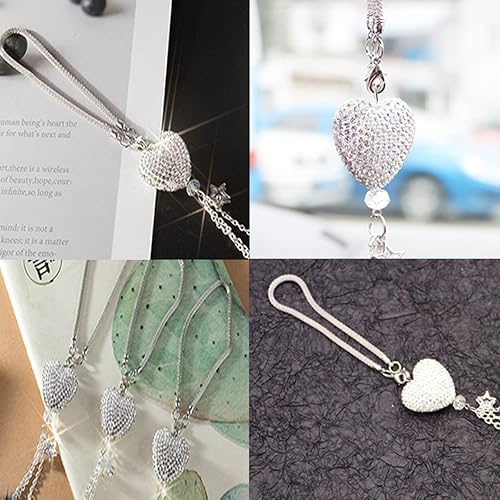 Miniatura 6 de Accesorios brillantes de automóvil para mujeres y hombres corazón de diamante y bola de felpa peluda adornos de espejo retrovisor de automóvil con