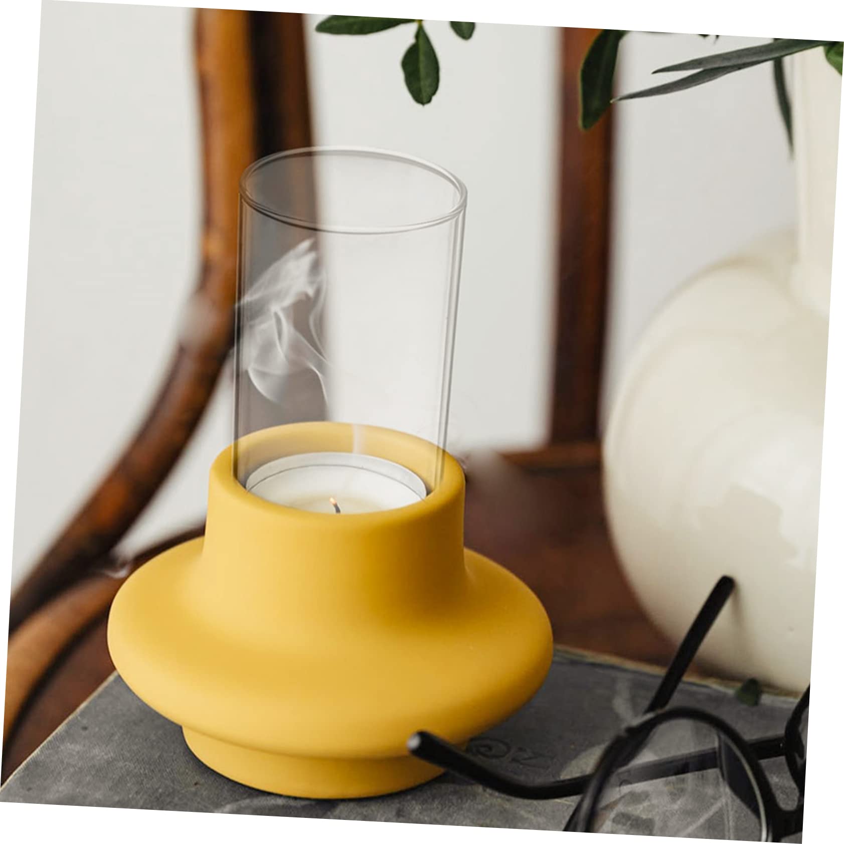 Luxshiny 4pezzi Paralume in Trasparente per Candele Cilindriche Copricandele Semplici in Borosilicato Antivento per Decorazioni e Uso Fai da Te