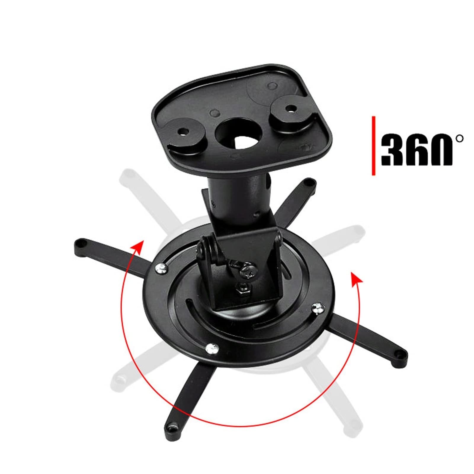 Staffa di montaggio per proiettore universale a movimento completo, inclinabile, girevole, in alluminio, montaggio a soffitto, 13,6 kg, supporto regolabile (bianco)