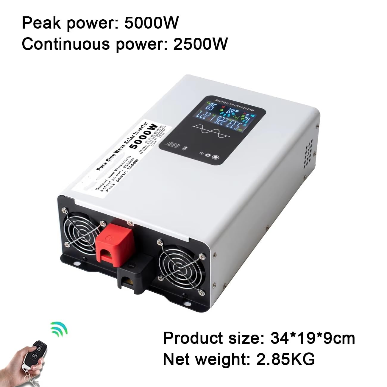 Inversor Inversor De Onda Sinusoidal Pura 3000W 5000W 6000W Potencia De 12V/24V/48V A 220V-230V 50Hz Convertidor Solar Coche Portátil Fuera La Red(5000W Remote,48V)