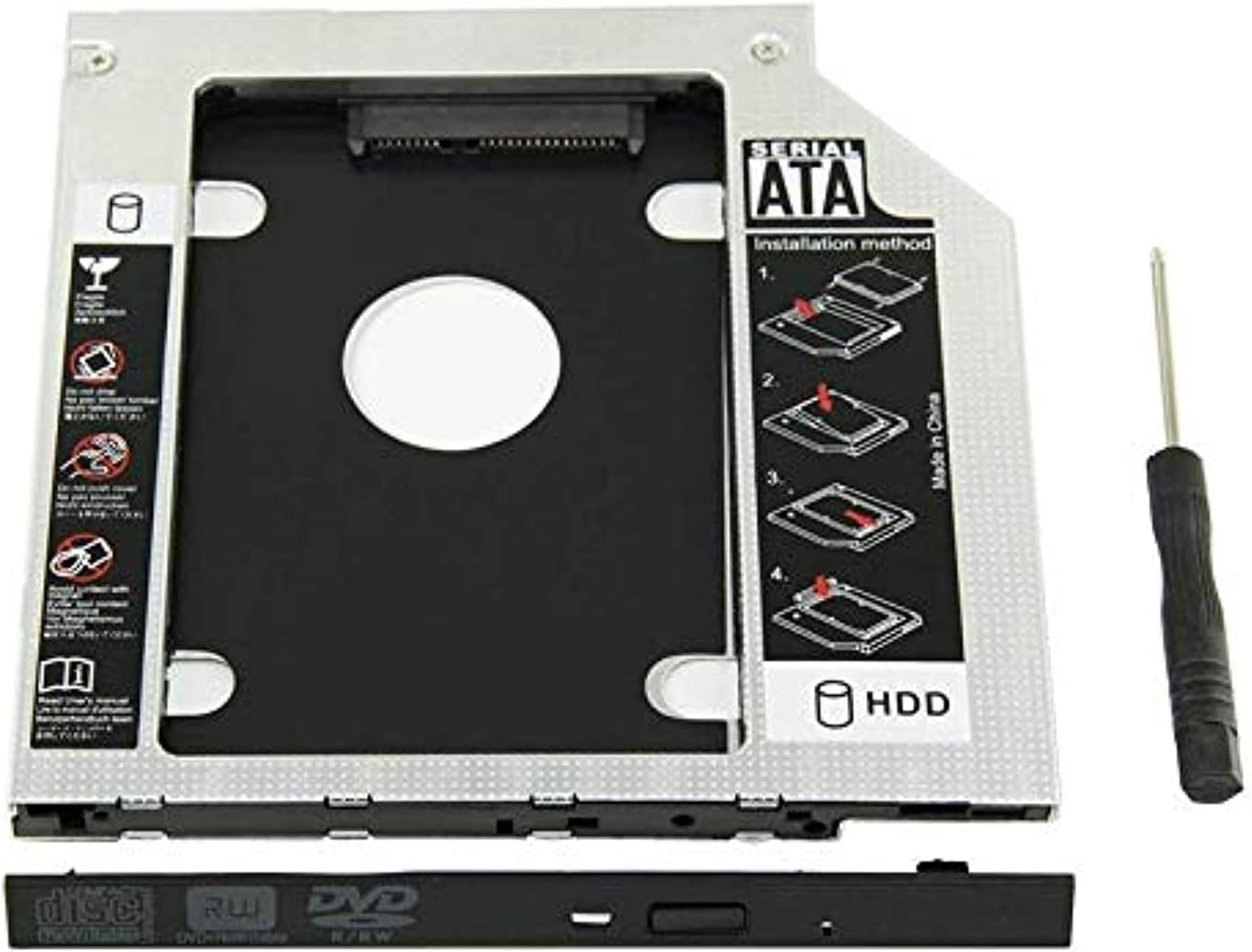 eWINNER SATA Aluminum SSD HDD 2nd Hard Disk Drive Caddy Case Adapter for Universal Laptop CD/DVD-ROM Optical Bay - 12.7mm