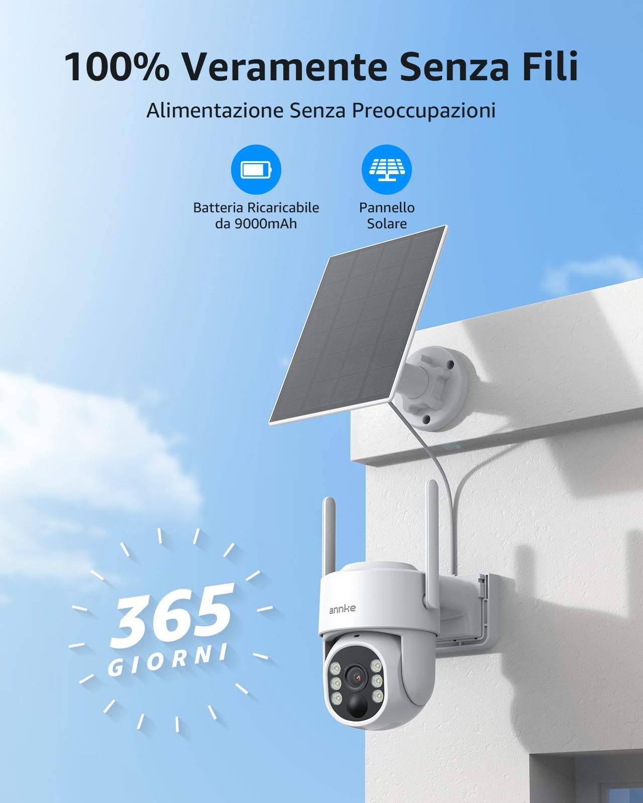 ANNKE Kit Telecamere Videosorveglianza Solare con Monitor, 7" 4CH 5MP NVR | 2x 4MP Telecamera WiFi, Panoramica 270° e Inclinazione 90°, 2 Vie Audio, Rilevamento di Persona, Visione Notturna a Colori