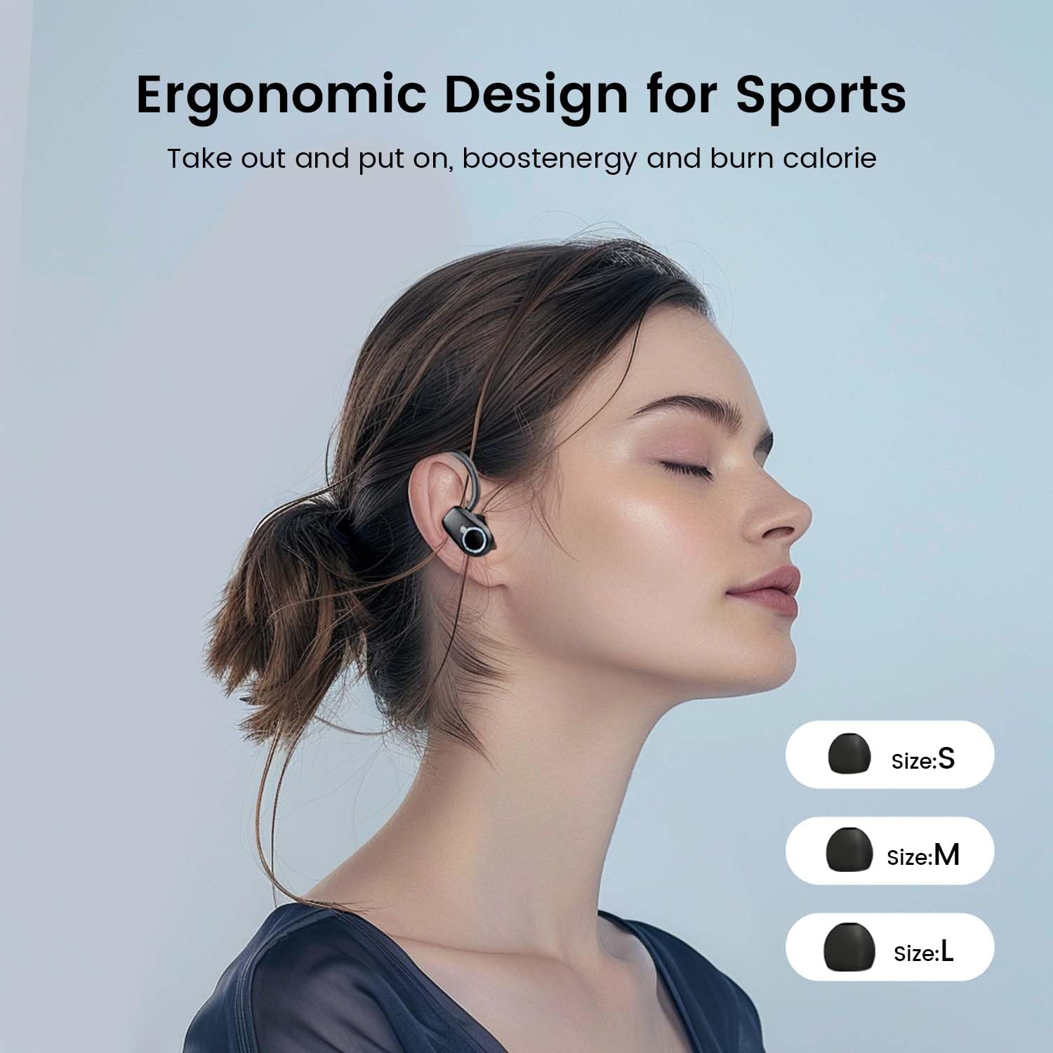 Auricolari wireless, Bluetooth 5.3, cuffie sportive, con microfono per riduzione del rumore, display a LED, 50 ore di autonomia, con ganci per le orecchie, impermeabili IP7, per palestra, corsa