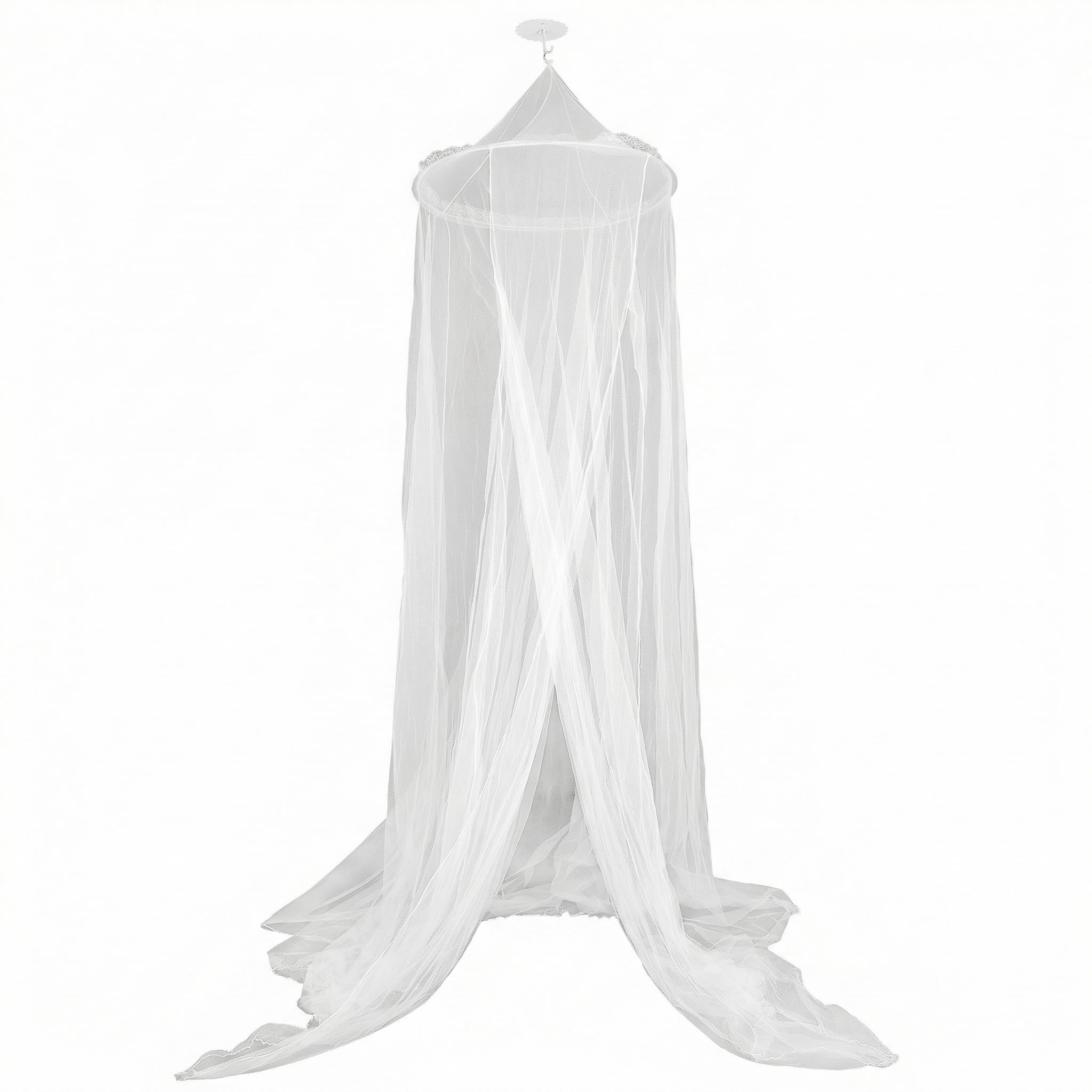 Qwork White Dome Mosquito Mesh Net, Mosquito Net, Bed Canopy, For Indoor/Outdoor Use
