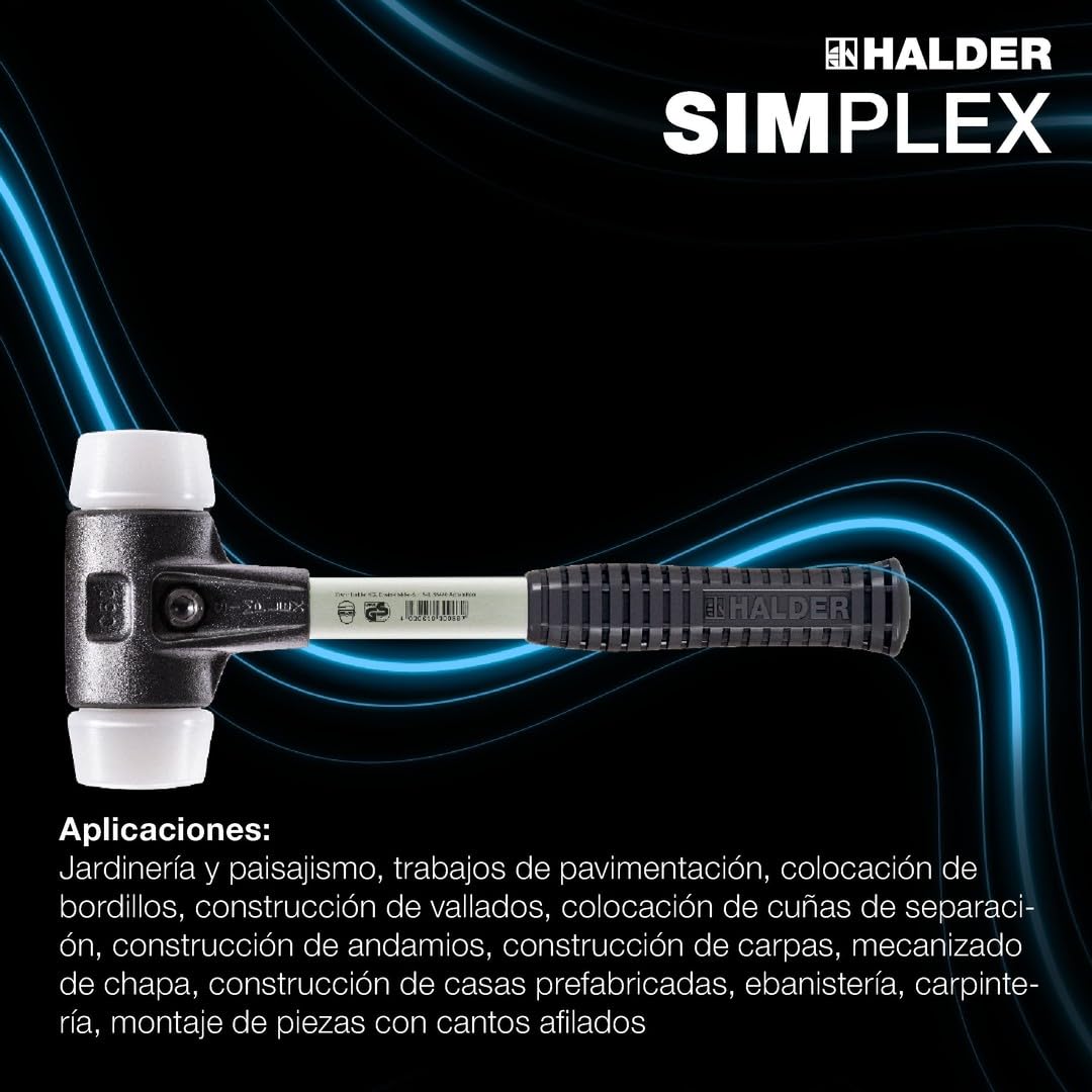 Halder 3707050 "simplex" Superplastic soft-face Maza Con Mango Con Fibra, multicolor, 50 mm