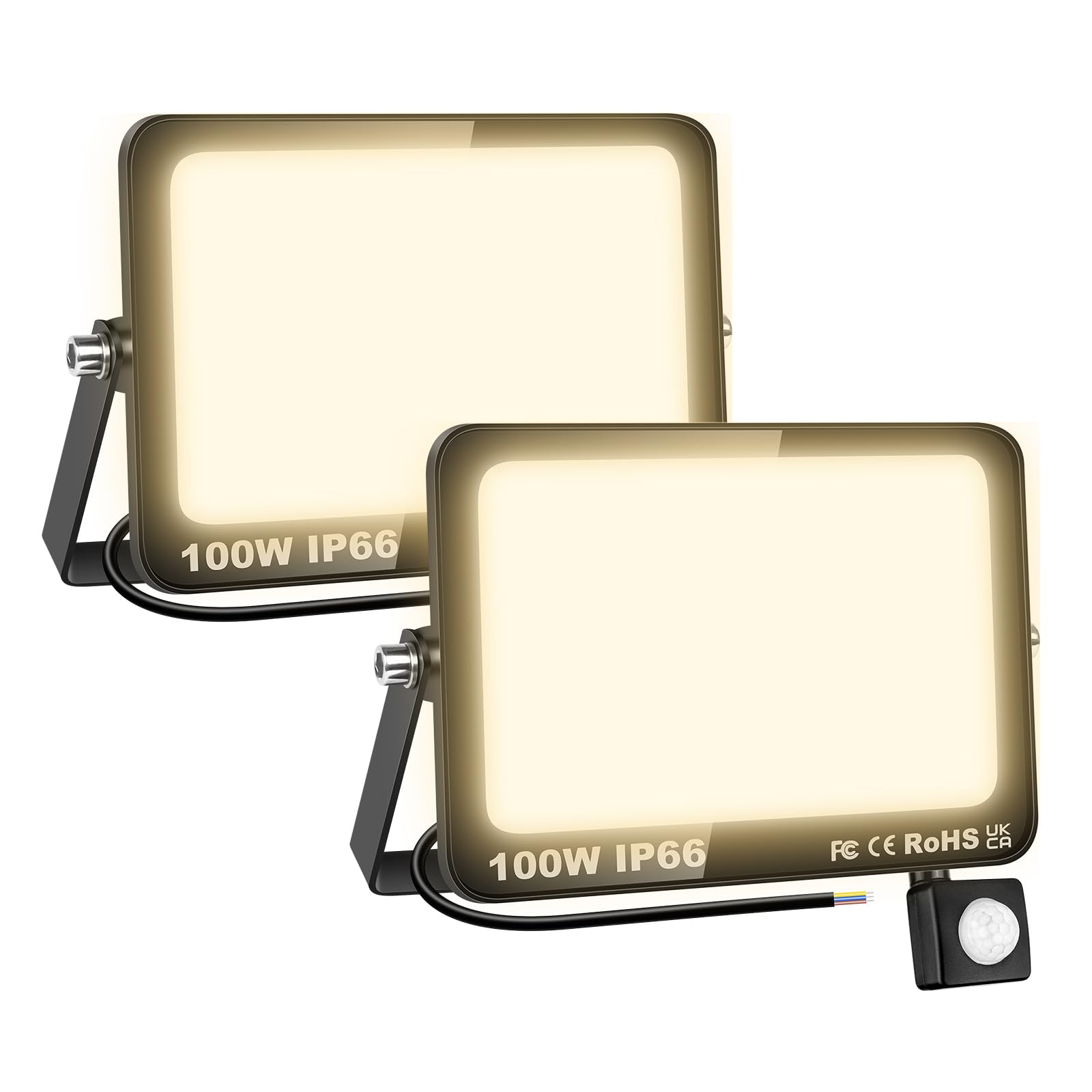 SKYWORLD LED Strahler mit Bewegungsmelder Außen, 10W 1000LM Flutlicht | 3000K Warmweiß LED Fluter mit Sensor, Wasserdicht Flutlichtstrahler Scheinwerfer für Hof Garage Garten Parkplatz Sportplatz
