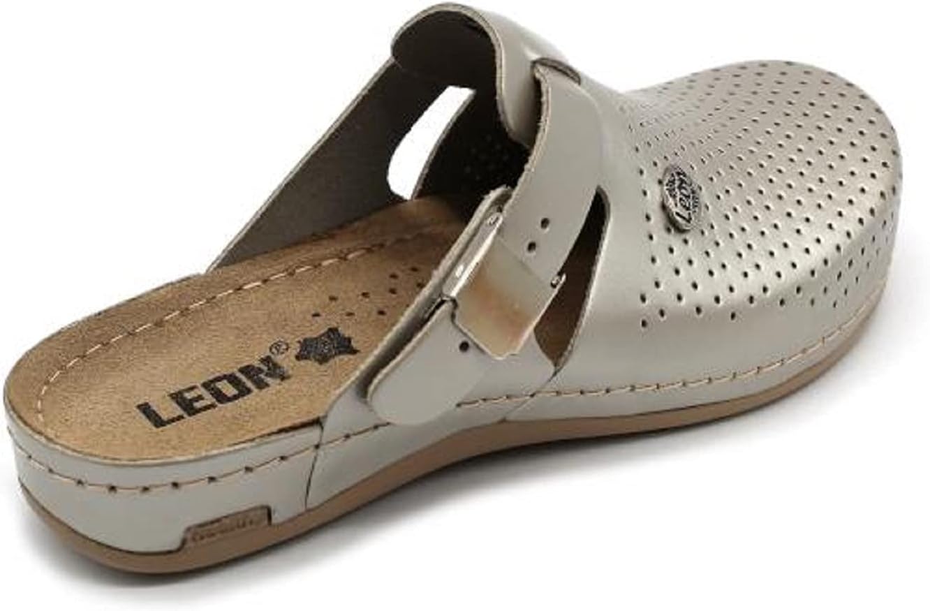 LEON 950 Leather Slip-on Womens Ladies Mule Clogs Slippers Shoes, Champagne, EU 38 (7.5M US Women) - Image 4