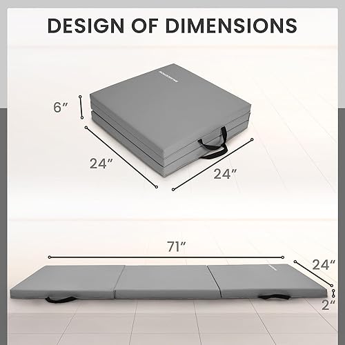 Miniatura 5 de BalanceFrom Alfombrilla de gimnasia plegable, equipo de yoga grueso para gimnasio en casa, azul, almohadilla portátil para ejercicio y entrenamiento
