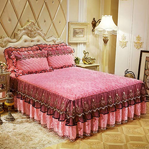 Bedskirt Warm Ruffled Luxury Bed decoration Pleated Base valance sheet Quilted fitted Bedspread Wrap around style With 18" drop-C Twinch2
