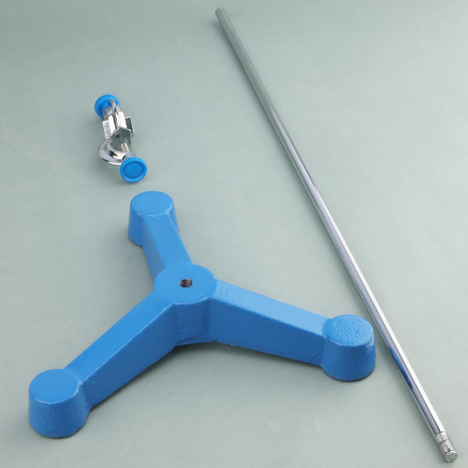 stonylab Juego de Soporte Tripode, Incluye Soporte Tripode, 1 Abrazadera de Cuatro Puntas, 1 Abrazadera Cruzada y 3 Anillos Abiertos con Tornillos, Acero Inoxidable y Plástico