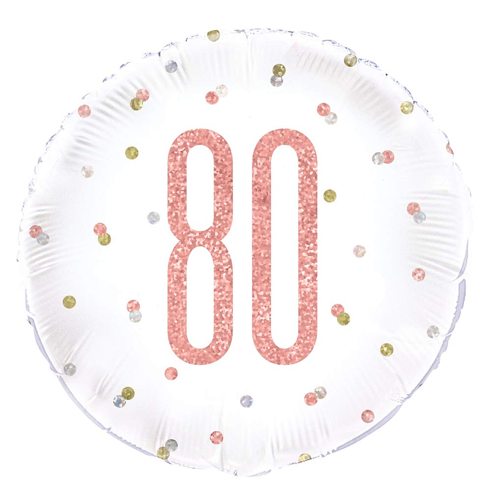 Dazzling Rose Gold 80th Birthday Glitz Round Foil Balloon (45cm) - Perfect for Birthday, Annivesaries & Memorable Celebrations - 1 Pc
