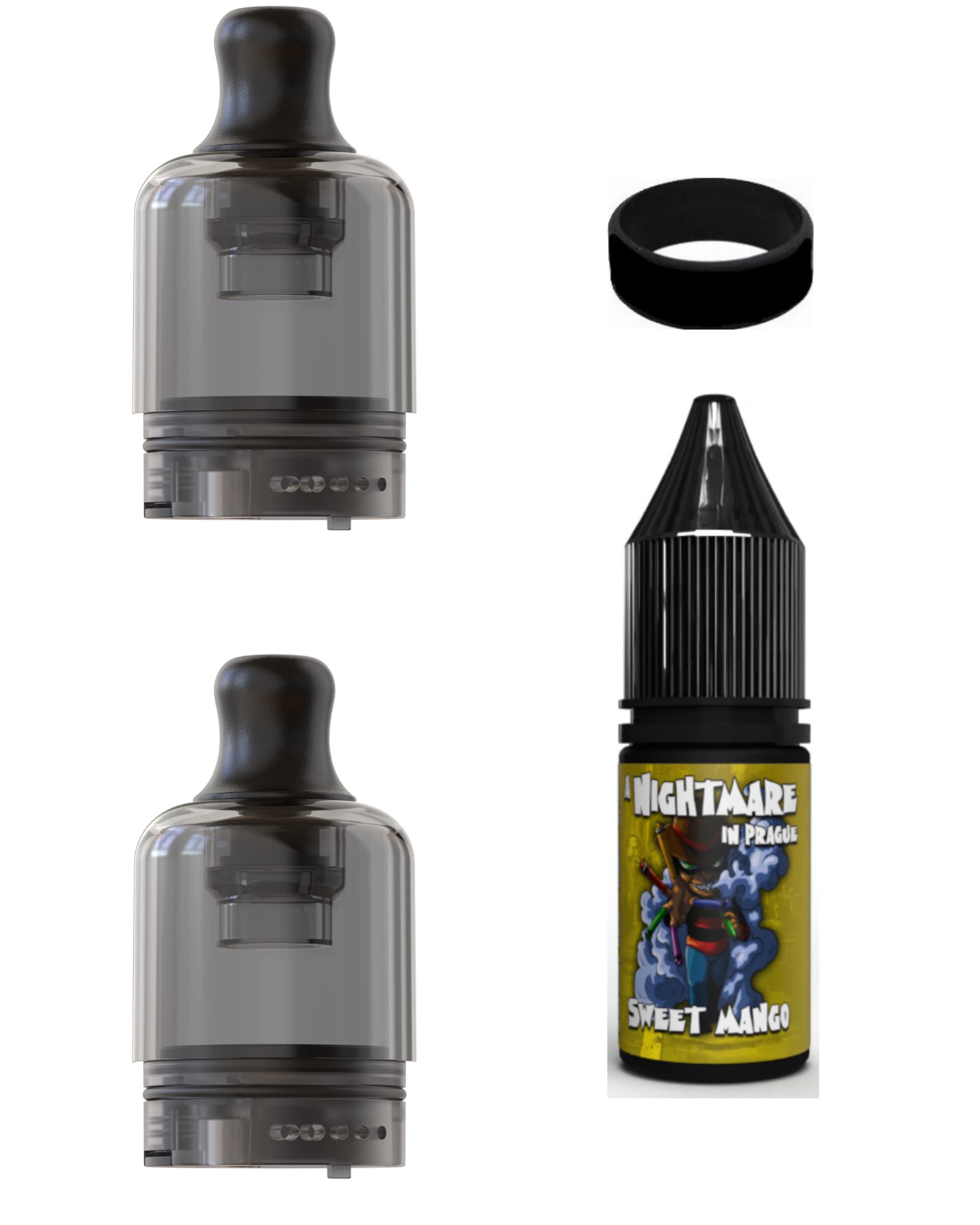 Aspire Flexus Stik Pod 2 Pack LARGE Replacement Fits Flexus Stik Kit + 10ml Nightmare Juice Nicotine Free