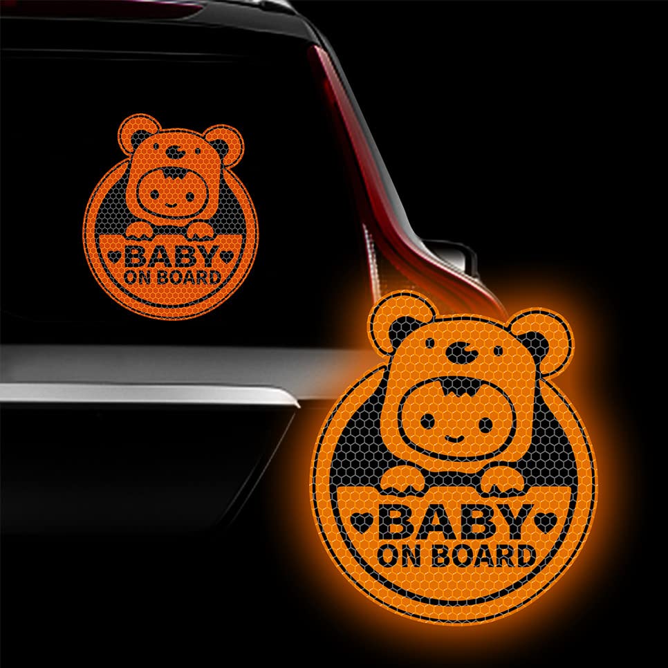 Baby On Board Sticker for Cars, Cute Koala High Intensity Reflective Waterproof Vinyl Car Decal Kids in Car Safety Sign for Car Window Bumper 6"x7" (Sticker-Orange)