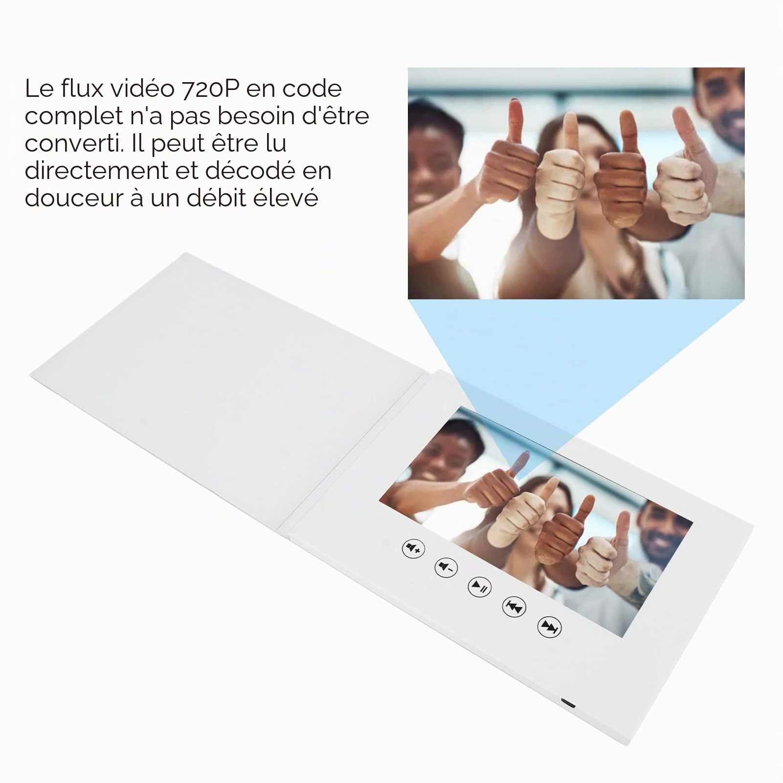 Carte de Vœux Vidéo, Brochure Vidéo électronique avec écran LCD, Carte de Vœux Numérique, pour Cadeau D'Anniversaire, Fête des Pères, Fête des Mères(Batterie au lithium-ion de 7 pouces 1500mAh)