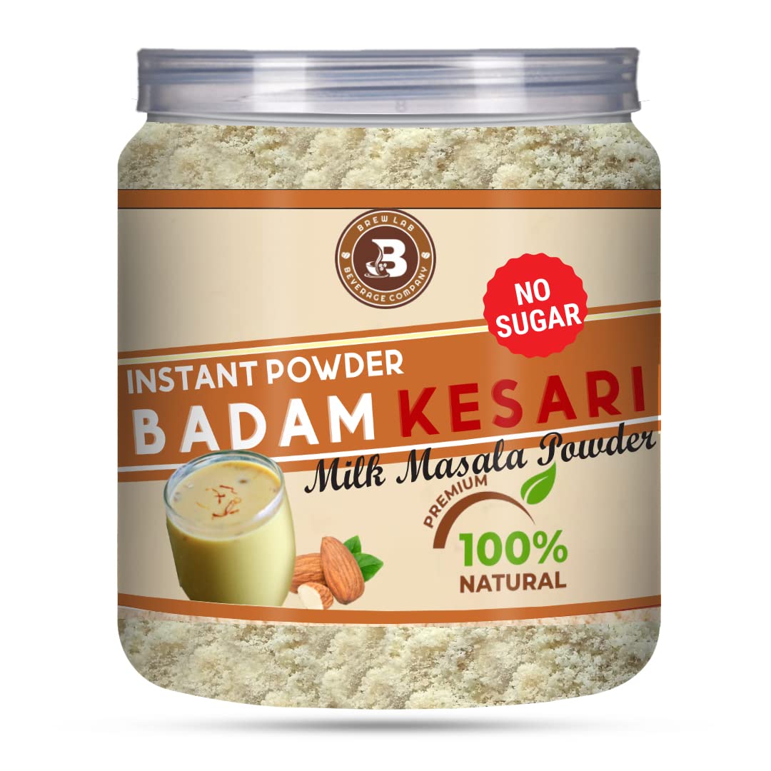 Brew Lab Badam Kesari No Sugar Milk Masala Powder | With Real Almonds & Kesar For Badam Milkshake Flavored Milk Powder (250 g) (B0BRVDD4QV) Amazon Price History, Amazon Price Tracker