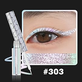 CHARMACY Chameleon Liquid Glitter Eyeliner - Highly Pigmented, Metallic MultiColor Shifting, Waterproof, Ultra-Fine Tip, Longwearing, Smudge-proof (303)