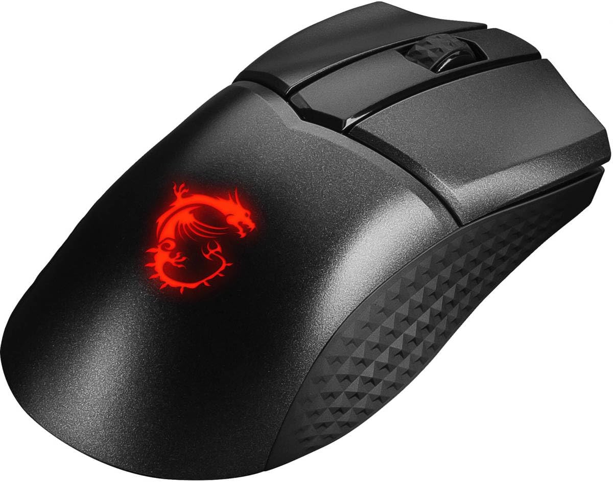 MSI Clutch GM31 Lightweight Wireless Ergonomic Gaming Mouse & Charging Dock, 12K DPI Optical Sensor, 60M Omron Switches, Fast-Charging 110Hr Battery, RGB Mystic Light, 5 Programmable Buttons, PC/Mac
