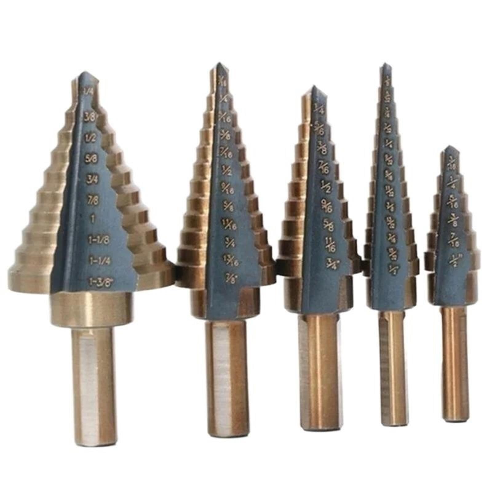 Jeu De Forets Étagés 5 Pièces, HSS, Alliage Cobalt, Multi-trous