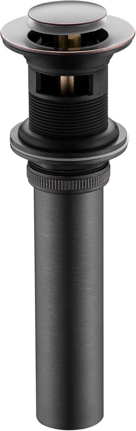 Luxier Brass Bathroom Sink Pop-Up Drain Stopper for Vessel and Vanity Sinks with Overflow in Oil Rubbed Bronze, DS04-TO