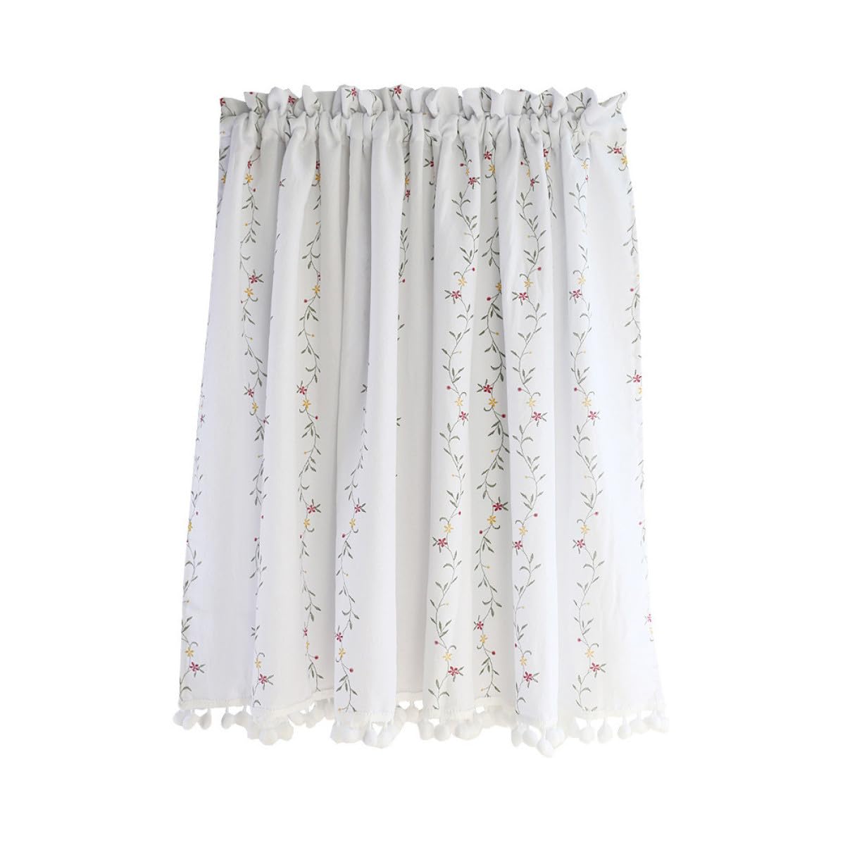 Cortina corta floral para cocina BESPORTBLE que ilumina ventanas pequeñas con algodón blanco