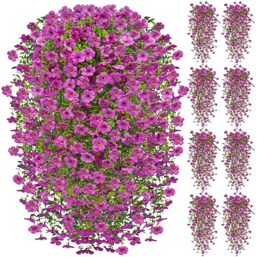 Faylifeway Artificial Hanging Flowers for Outdoors Spring Summer Decoration, 8PCS