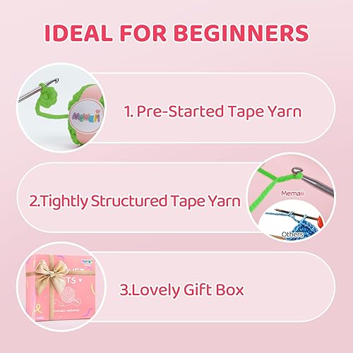 Miniatura 2 de Mewaii Kit completo de ganchillo para principiantes, kit completo de ganchillo de animales con más de 40% de hilo de cinta preiniciada, tutoriales