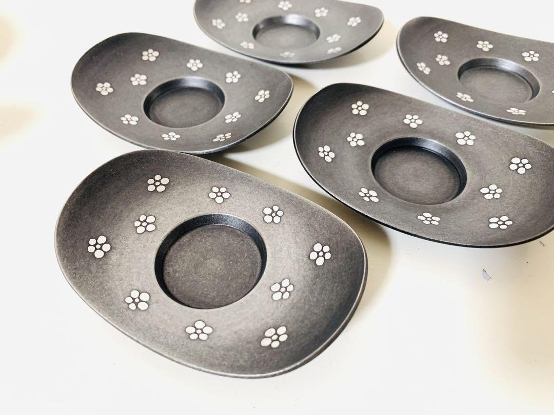 Amazon.co.jp: 館林 源右衛門 錫半 合作 梅地紋 染付茶器 錫製 急須 