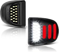 LESAUCE Red OLED Neon LED License Plate Lights for Chevy Silverado GMC Sierra Tahoe Suburban Escalade - 300% Brighter Plug & Play, 2PCS