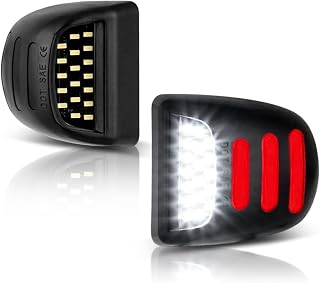 LESAUCE Red OLED Neon LED License Plate Lights for Chevy Silverado GMC Sierra Tahoe Suburban Escalade - 300% Brighter Plug & Play, 2PCS