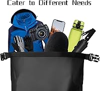 Vista 9 de Mochila impermeable para hombres y mujeres – Mochila flotante enrollable para kayak, rafting, canotaje, playa (negro)