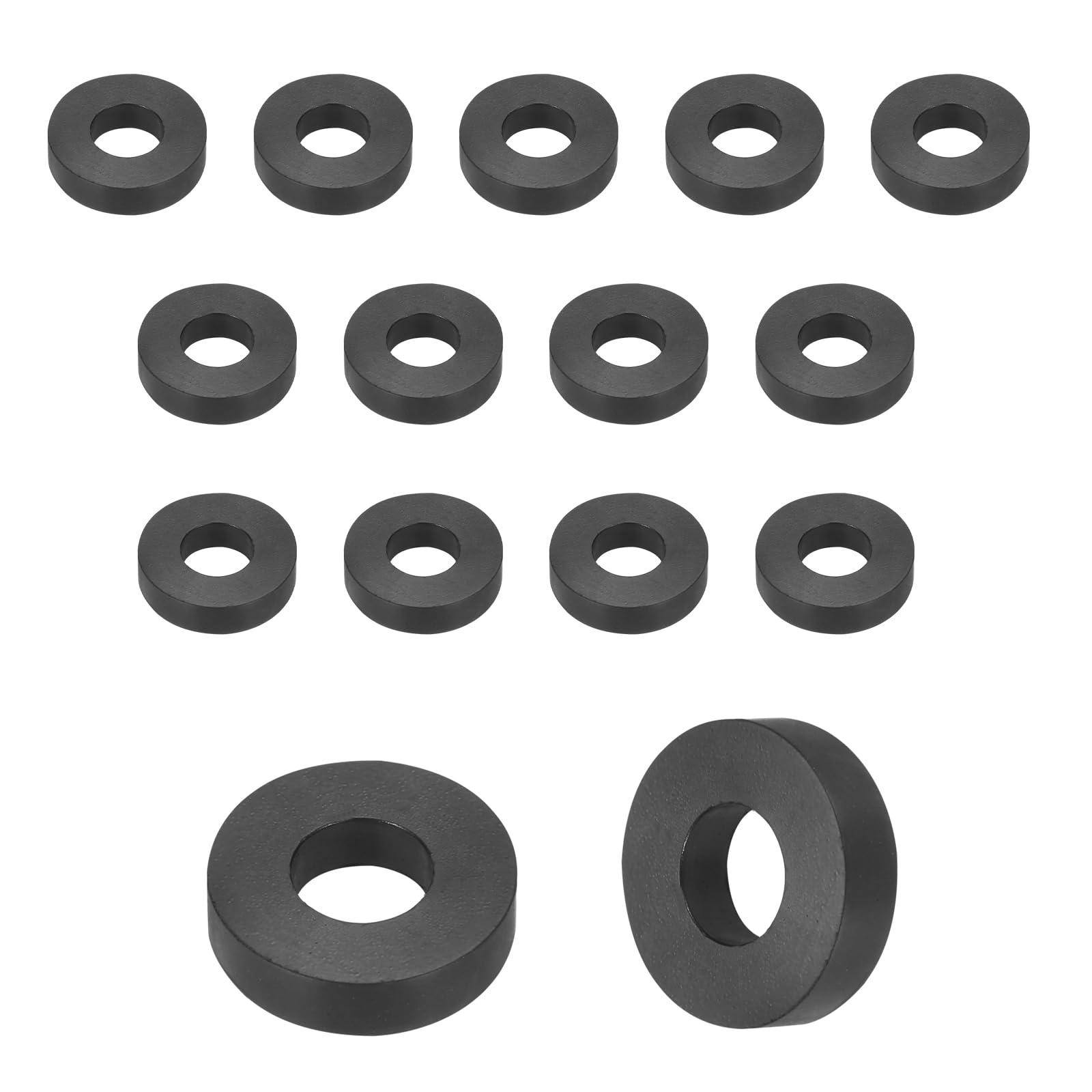 sourcing map 5Pcs Rubber Spacers, 40mm OD, 12mm ID, 30mm Thick Black Round Anti Vibration Rubber Pads Isolation Bushings Washer for Home Cars Boat(1.57" OD x 0.47" ID x 1.18" Thick)