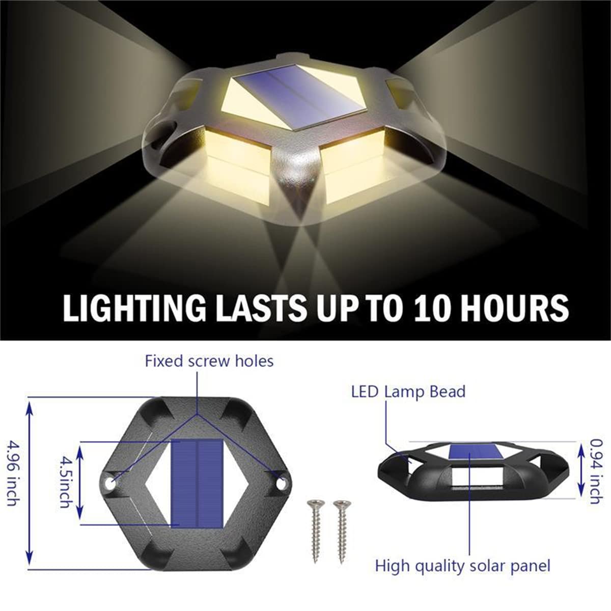 Lampes solaires de Jardin extérieur Lampes de Sol solaires Lumière LED Lampes de terrasse solaires à énergie Solaire étanche pour allée allée Step Dock