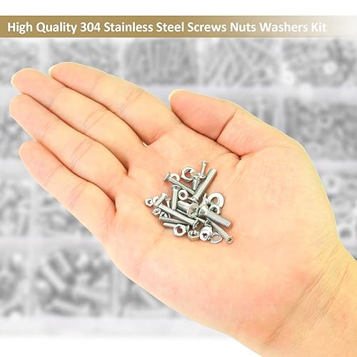 Miniatura 6 de Kindroufly 1285 piezas M2 M2.5 M3 M4 Phillips cabeza avellanada tornillos de máquina tuercas arandelas kit surtido de acero inoxidable 304, rosca