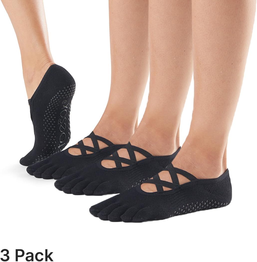 toesox Elle Full Toe Multi Pack – Grip Non-Slip Toe Socks for Pilates Barre Yoga - Image 2