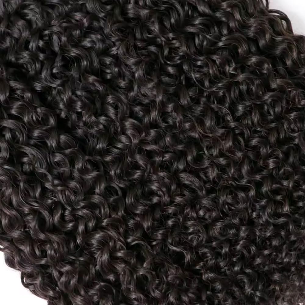 30 32 34 Inch Kinky Curly Human Hair Bundles Natural Black Color Peruvian Unprocessed Virgin Hair Curly Wave Bundles Human Hair #1B Bundle