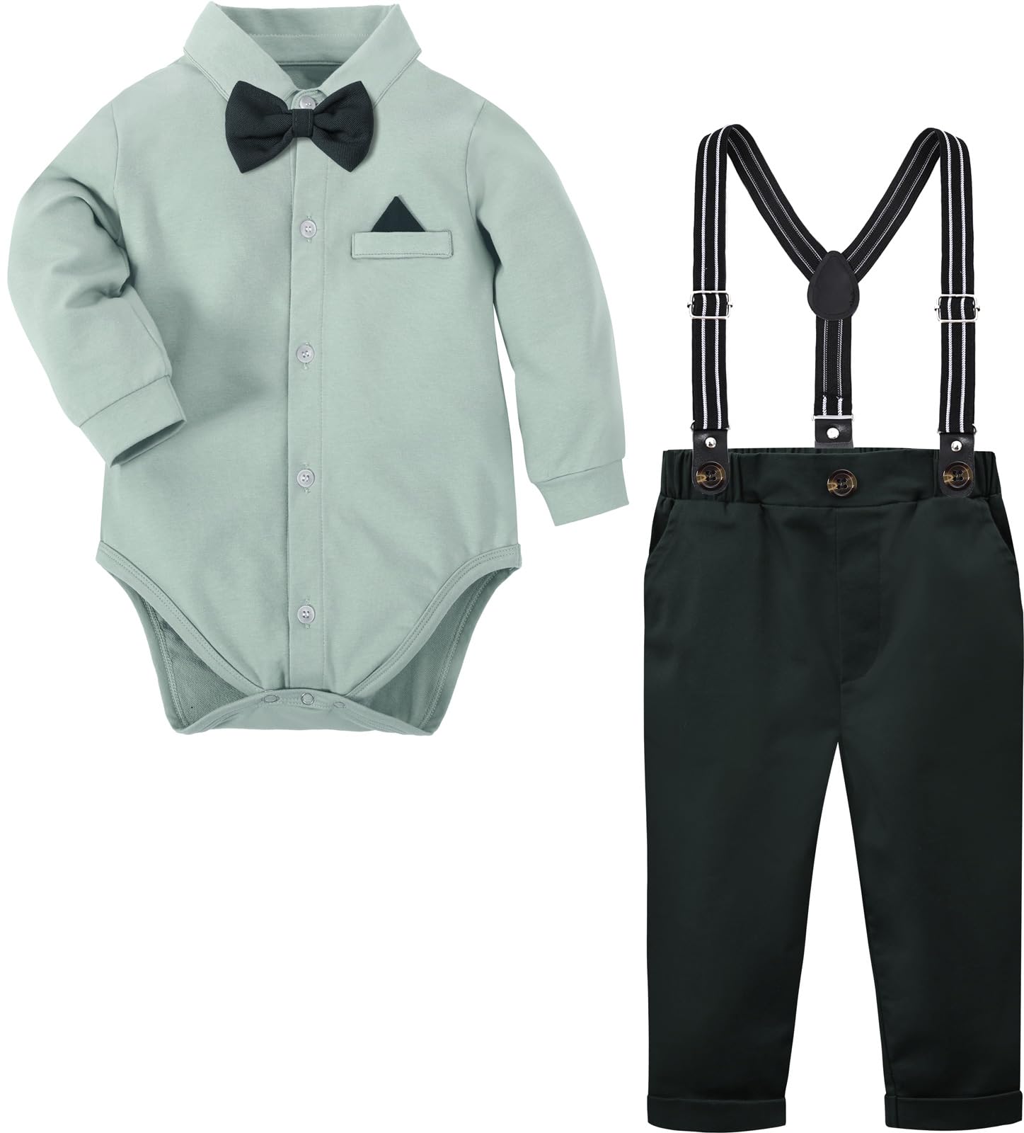 mintgreen Trajes para Niños de Boda, Bebé Bautizo Formal Smoking Manga Larga Ropa Camisa + Pantalones