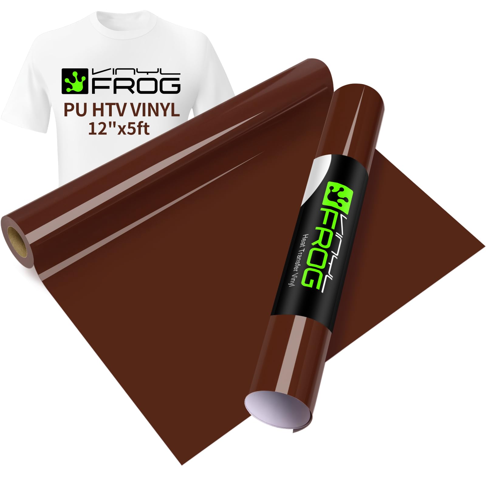 VINYL FROG Brown Heat Transfer Vinyl Roll 12" x5ft Matte HTV Vinyl
