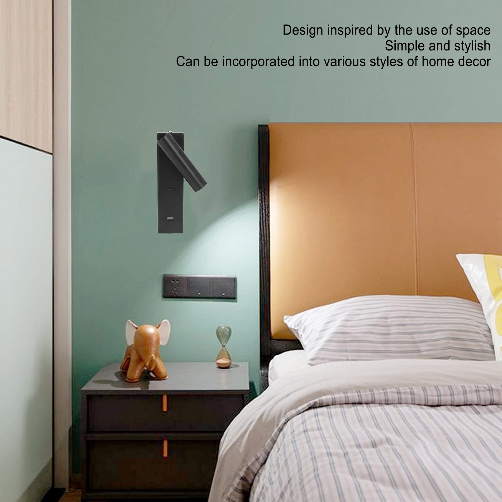 Diseño Moderno de Luz de Lectura de Pared LED con Puerto de Carga USB para Decoración de Dormitorio Interior