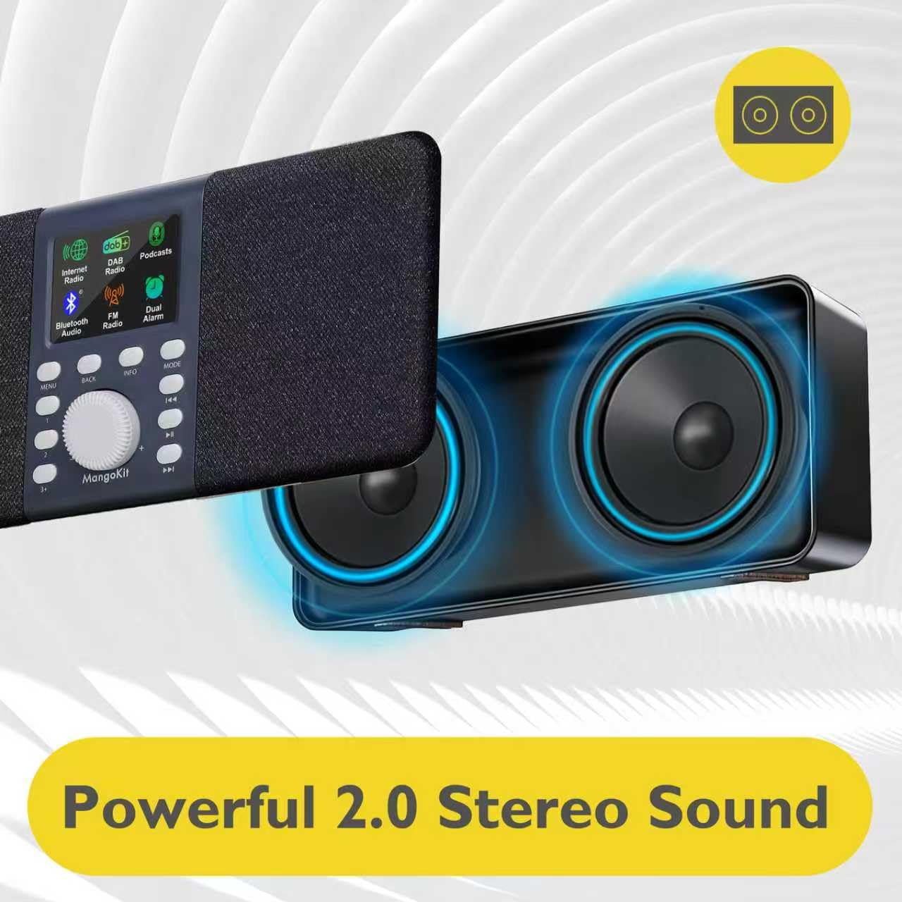 SR20 WLAN Radio, Bluetooth, 2.0 Stereo, DAB & Internet&FM, Schwarz
