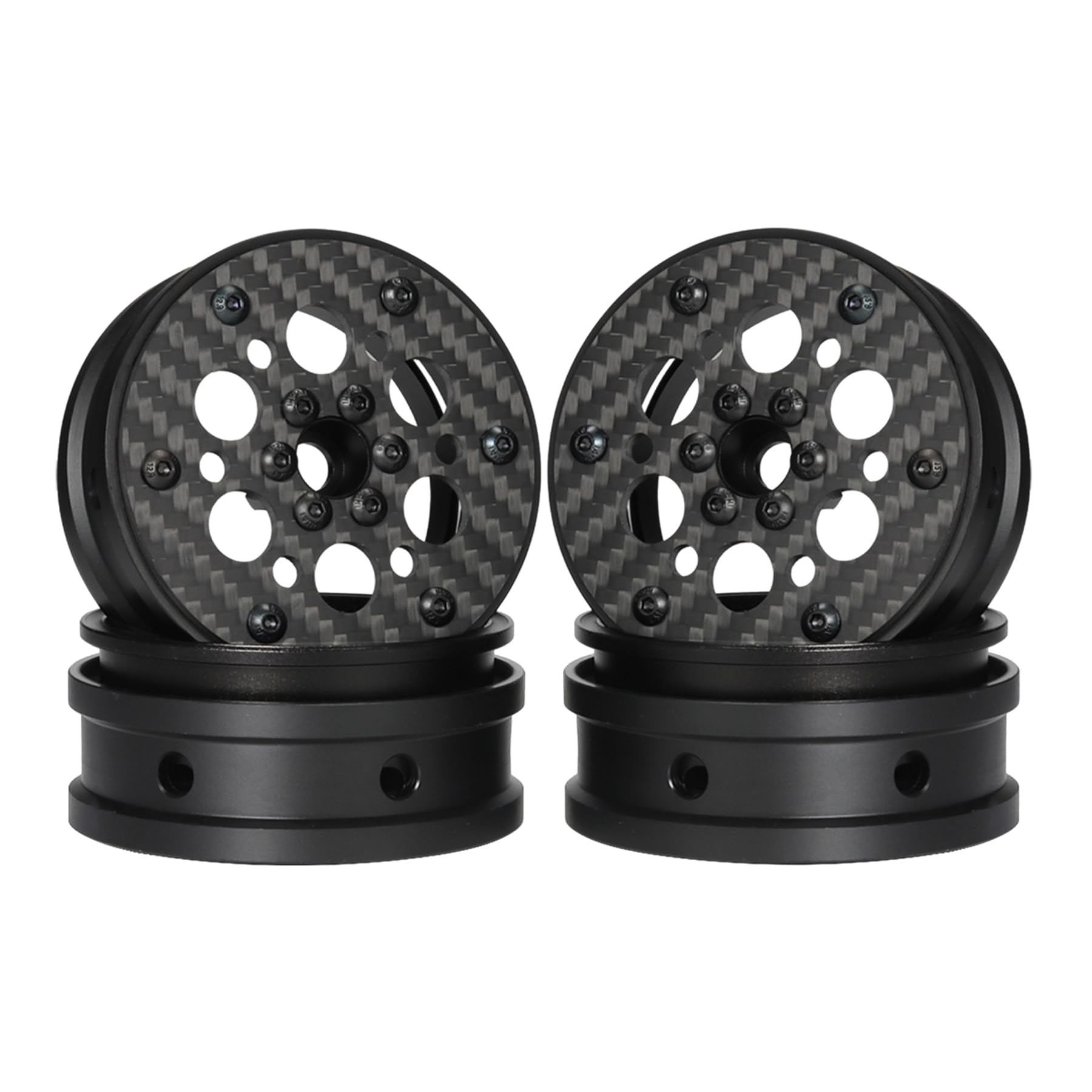 2.2 beadlock Wheels 4PCS Carbon Fiber Wheel Rims for 1/10 RC Crawler Cheater Rigs Capra SCX10 Pro TF2 Element Enduro TRX4 Upgrades accessories (Carbon Fiber 2.2 beadlock Wheels D)