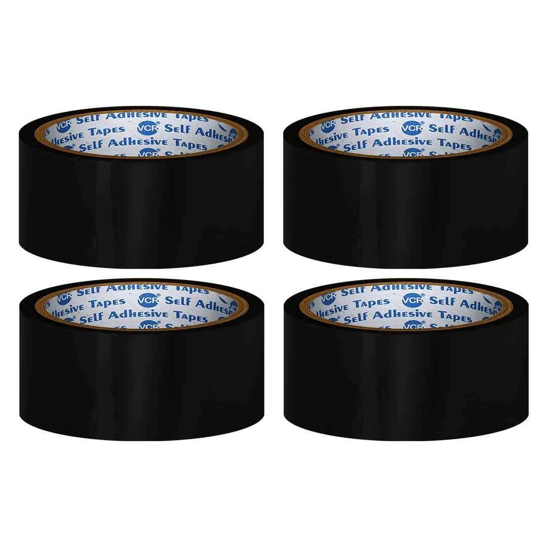 VCR Black Color Tape - 50 Meters in Length - 36mm / 1.5" Width - 04 Rolls Per Pack - BOPP Self Adhesive Tape for Arts and Craft use, Box Packing, Office and Home use (B07RWWJKG8) Amazon Price History, Amazon Price Tracker