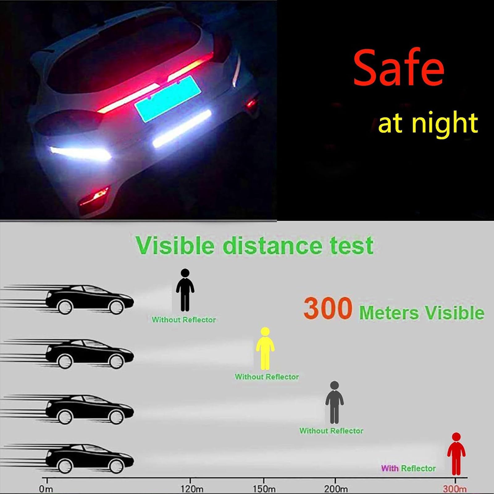 Paquete de 5 cintas reflectantes de advertencia de seguridad al aire libre, impermeables, reflectoras para bicicleta, automóvil, motocicleta, decoración de llantas (5 colores) 4