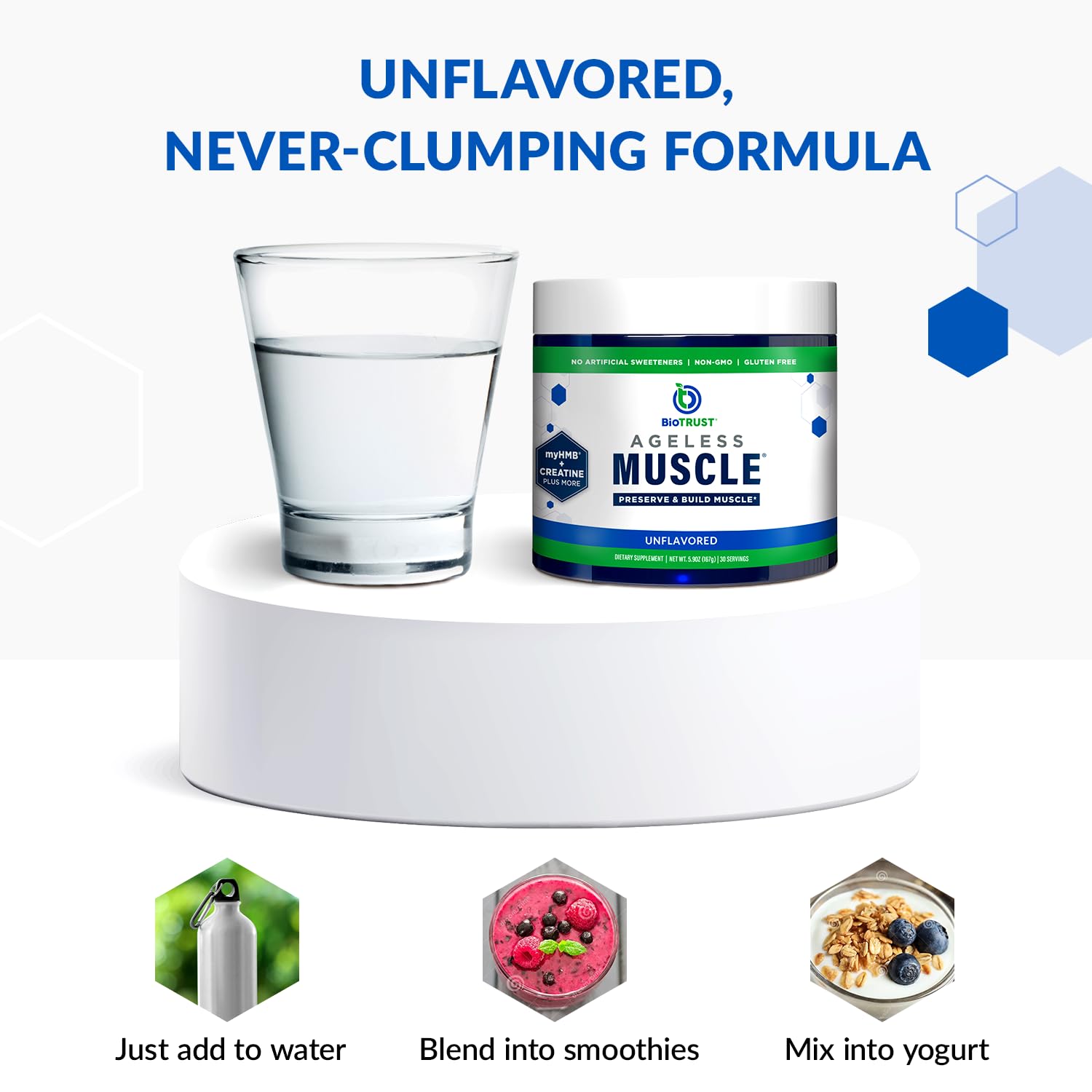 BioTrust Ageless Muscle Builder Unflavored - Creatine, HMB & D3 30 Servings — Amazon image 7