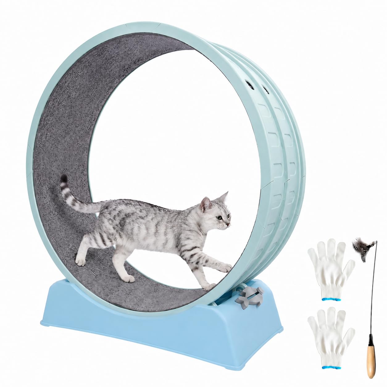 33" Cat Treadmill for Indoor Cats, Large Quiet Running Wheel with Detachable Washable Mat…