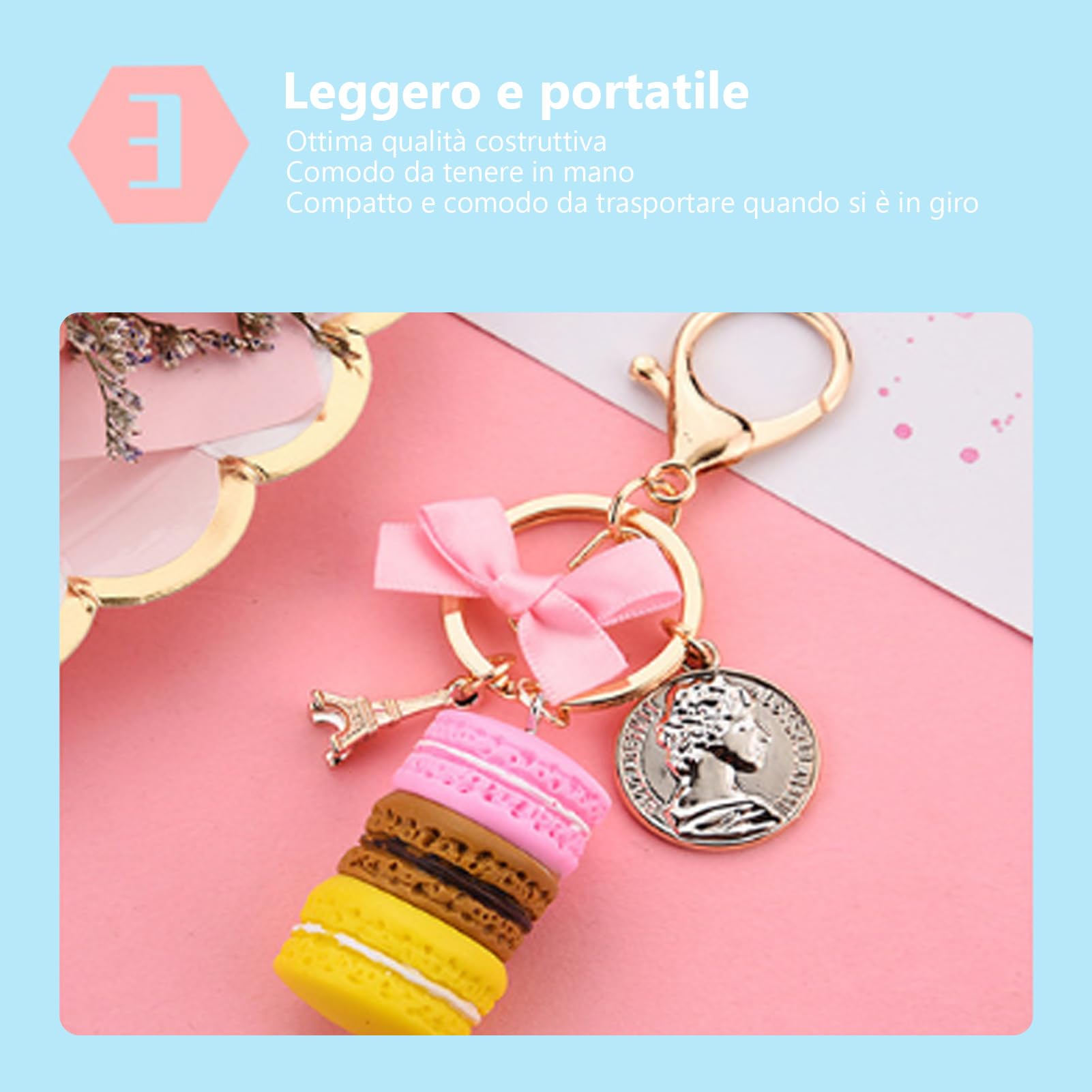 Walfront Macaron Portachiavi Portachiavi Tour Eiffel Ciondolo Portachiavi Parigi for Borsa Decorazione Auto Portachiavi Donna (Verde)
