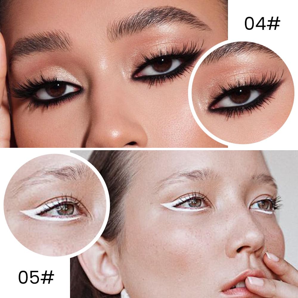 Kaely 2Pcs Gel Eyeliner Pencil, Natural Black Eyeliner Cream, Liquid Eye Liner Pencils for Older Women Waterproof, Smoky Eyeshadow Palette Goth Halloween Makeup Kit, delineador de ojos contra el agua: 2 Count (Pack of 1) A-2Pcs-Black&White