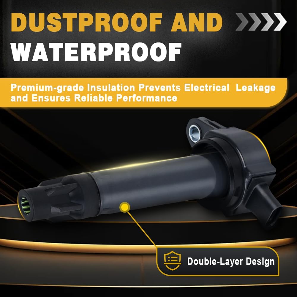 muge racing UF557 Ignition Coil Pack and Iridium Spark Plugs Compatible with Dodge Avenger Journey Caliber, Chrysler Sebring Cirrus, Jeep Compass Patriot 2.0L 2.4L, Replace# GN10346, 5C1644, 4606824AB