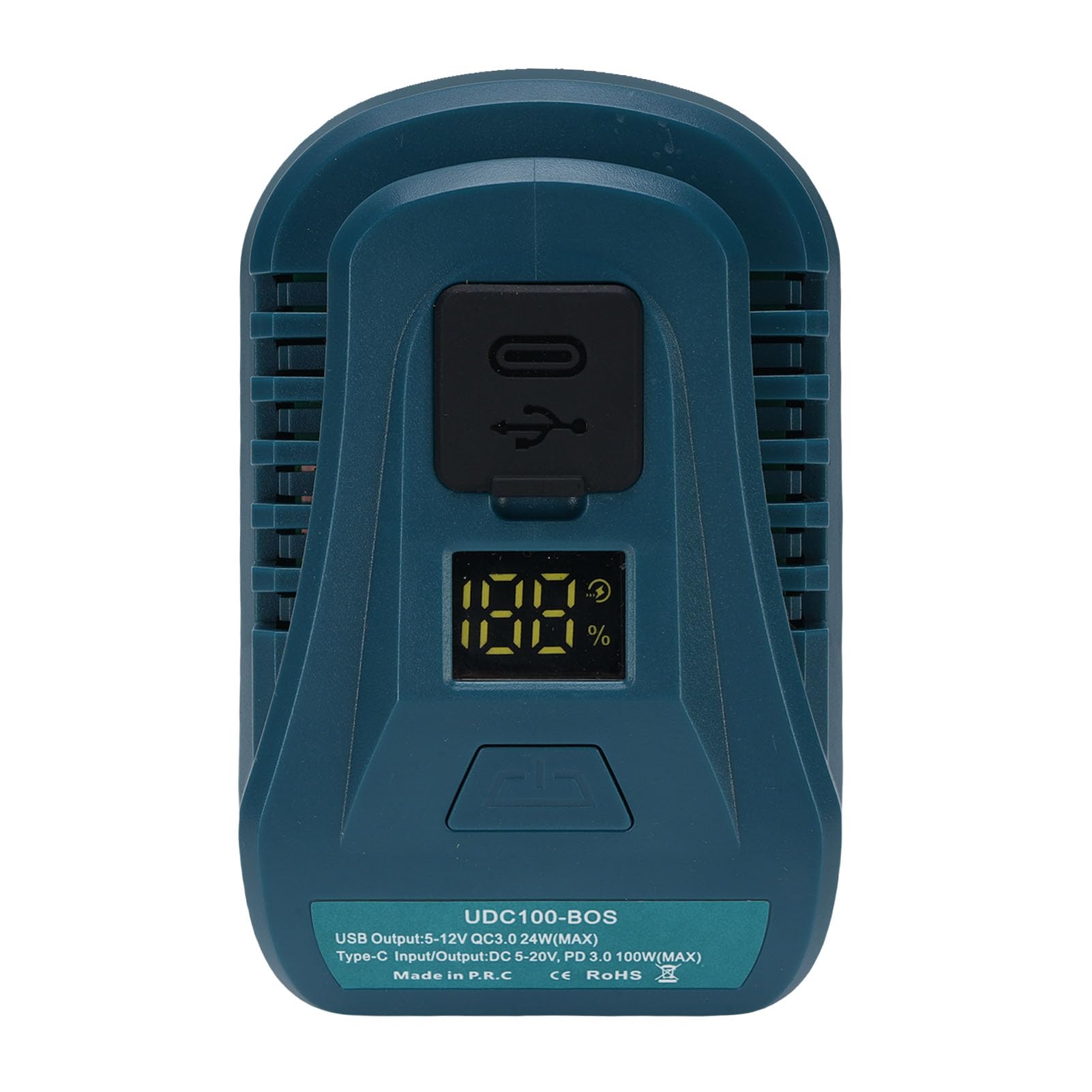 Convertidor doble cargador de carga rápida de 100 W, pantalla LED para batería BAT609 18 V Li, teléfono y tableta