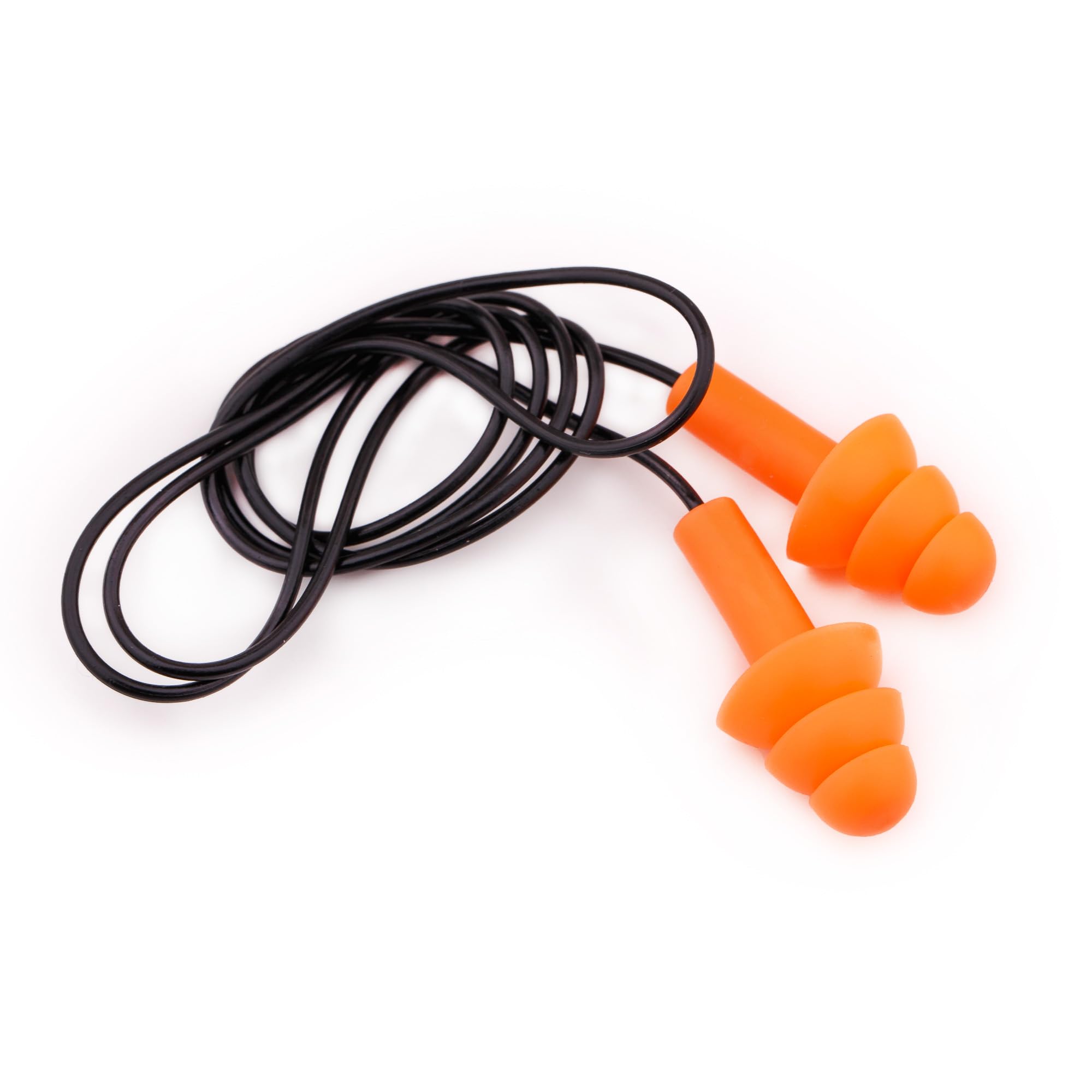 Mivos 200 pares de tapones para los oídos reutilizables en una pantalla, impermeables y suaves de silicona con cordón, reducción de ruido de 32 dB para una protección auditiva óptima